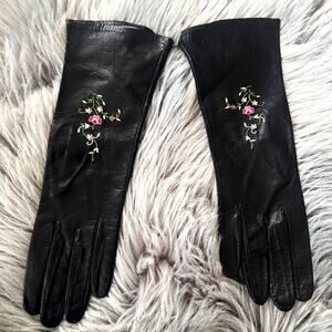 Vintage JOUVIN Leather Opera Gloves – 1940s–50s – Hand Embroidered – Unworn